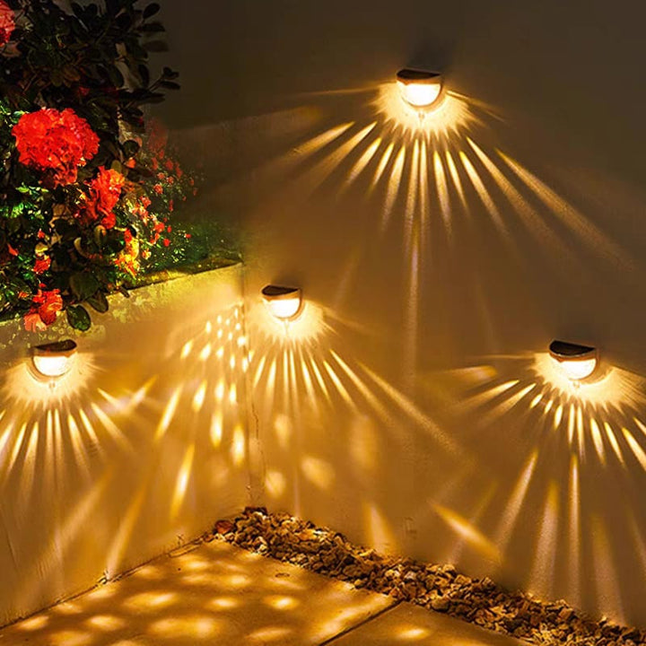 Outdoor solar LED wall lamp for garden & patio. Waterproof & wireless for easy installation.
