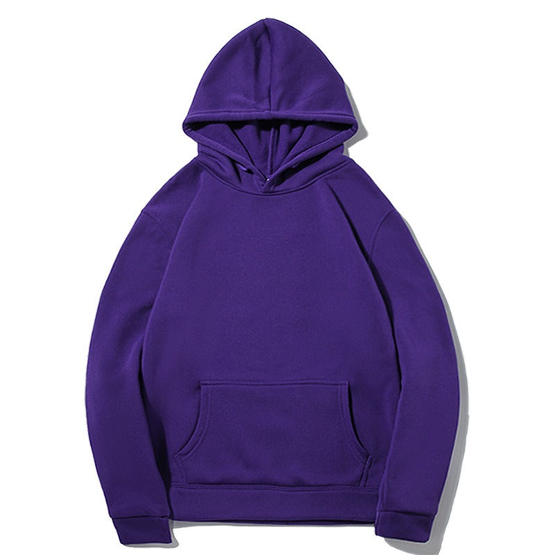 Comfortable purple women's pullover hoodie, perfect for everyday casual loungewear. Soft basic women's apparel.