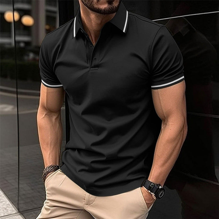 Fitted men's short sleeve polo, a versatile and comfortable casual top for everyday wear and summer fashion.