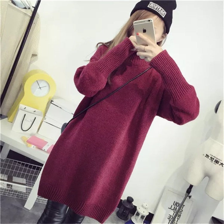 Women's casual turtleneck tunic dress, long sleeve, relaxed fit, perfect for effortless everyday fall & winter style.