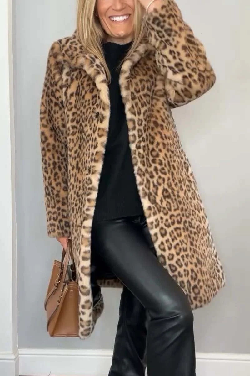 Fashionable women's leopard print puffer coat. Lightweight winter jacket with cozy animal print design for outerwear.