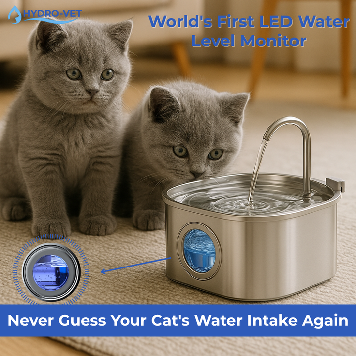 Large capacity stainless steel pet water fountain. BPA-free, easy clean for cat & dog health.