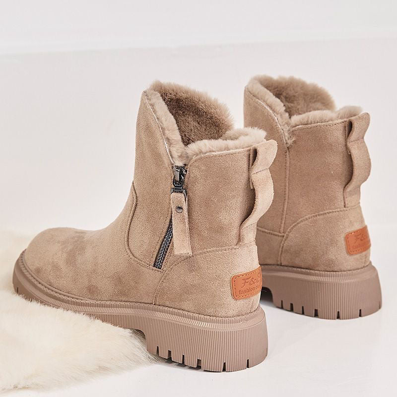 Cozy women's water-resistant ankle boots with orthopedic arch support for winter outdoor wear.
