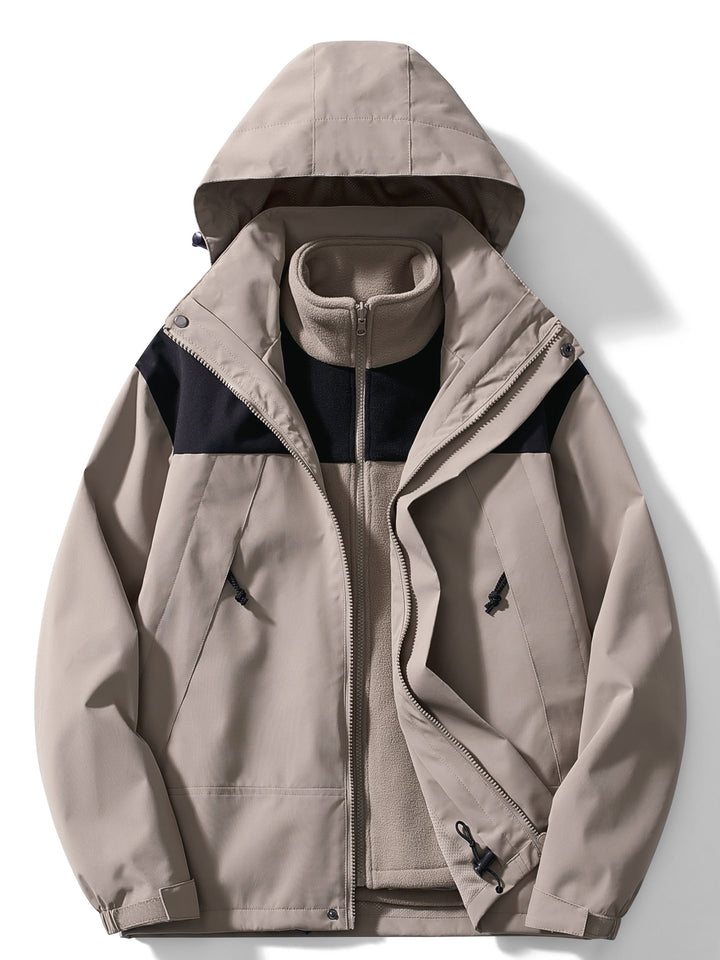 Women's 3-in-1 outerwear, featuring a protective hood for versatile year-round wear.