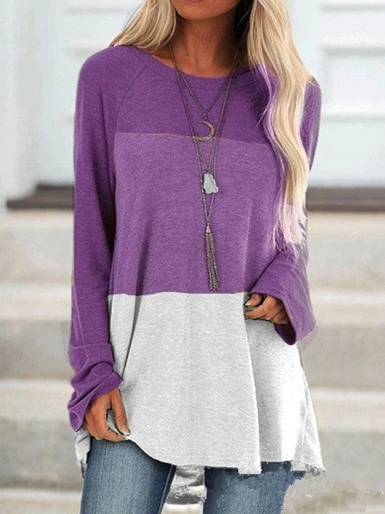 Comfortable long sleeve women's tunic top. Versatile round neck blouse for fall & winter casual wear.