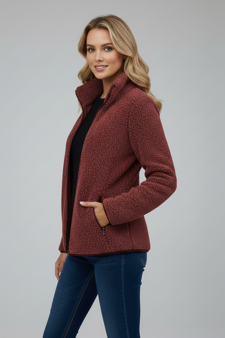 Everyday women's warm zip jacket, featuring a stand-up collar for extra coziness & casual outings.