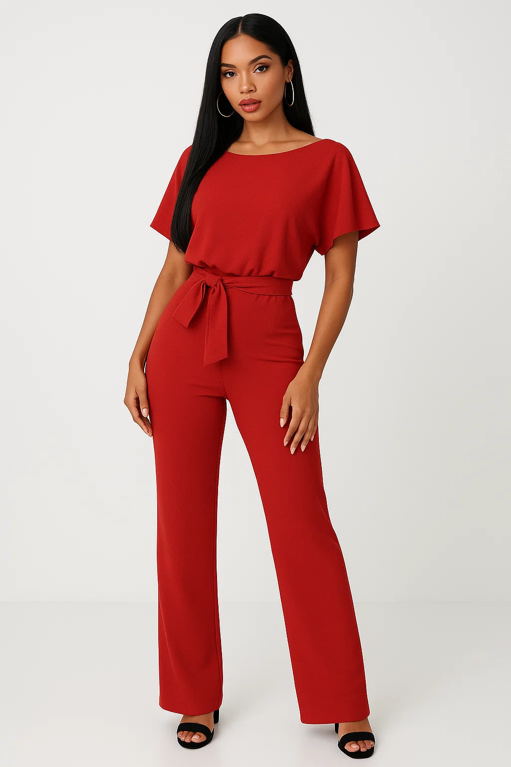 Effortless women's wide-leg jumpsuit in a classic style. Belted design offers a versatile, chic look.