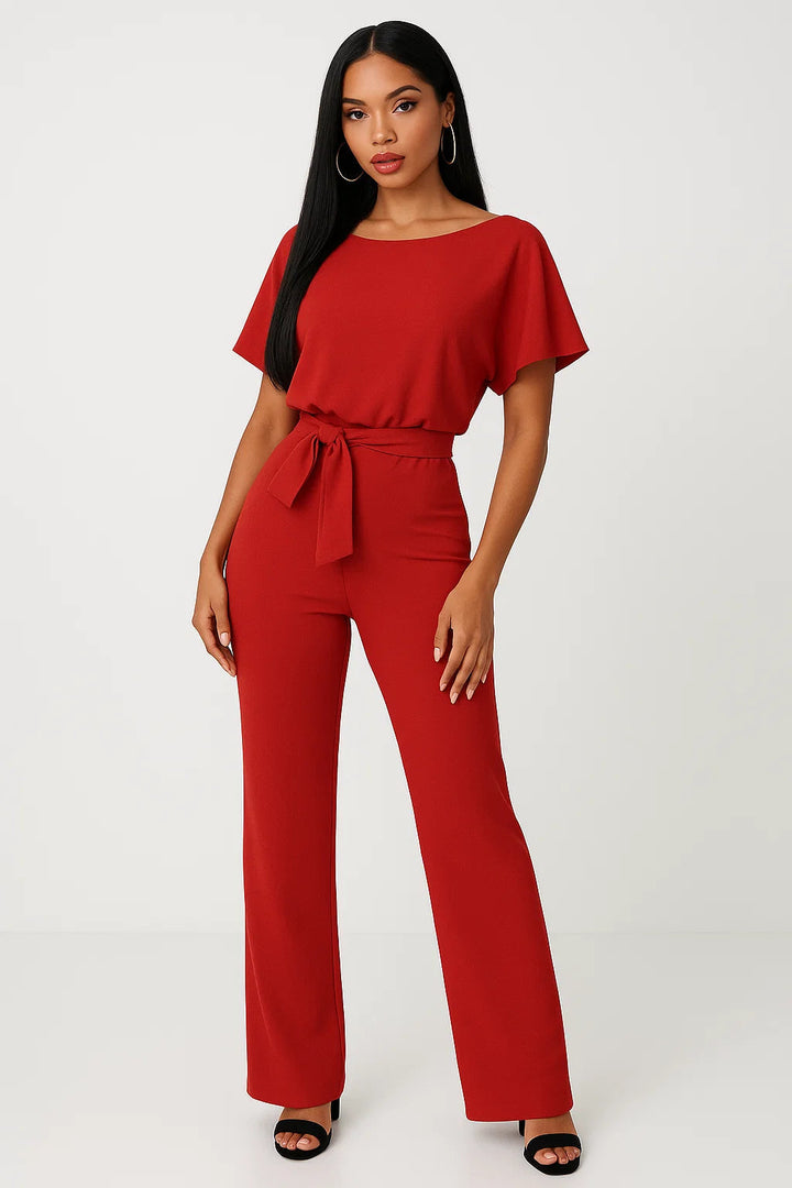 Effortless women's wide-leg jumpsuit in a classic style. Belted design offers a versatile, chic look.