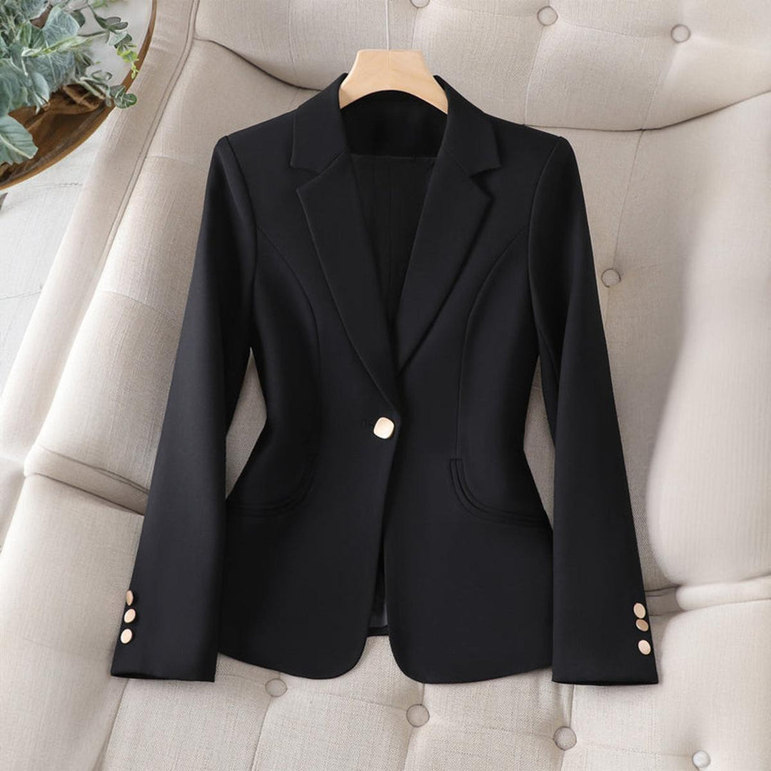 Women's lapel collar blazer, a sleek slim fit jacket perfect for business casual and formal wear.