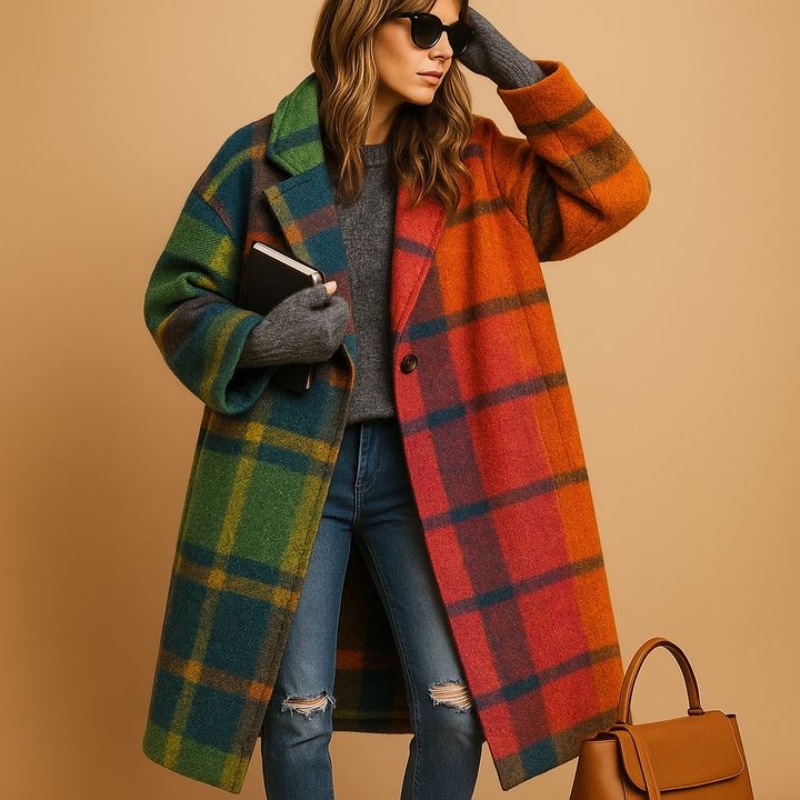 Elegant women's long autumn coat with spacious pockets, ideal for stylish fall fashion & layering.