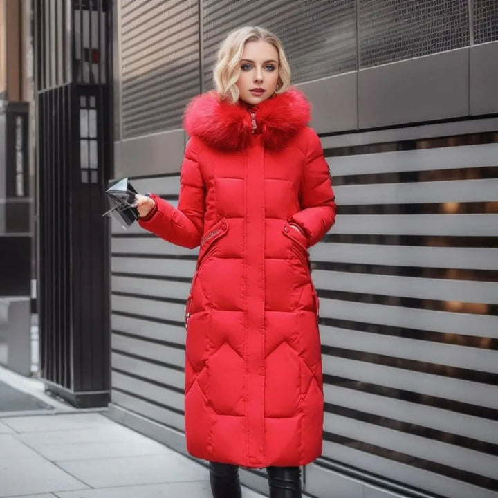 Versatile women's quilted winter coat, ideal for various cold weather occasions & everyday fashion.