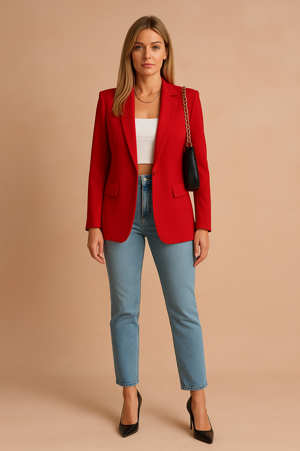Elegant women's business casual blazer, a stylish cover-up for office or smart events. Fashion outerwear.