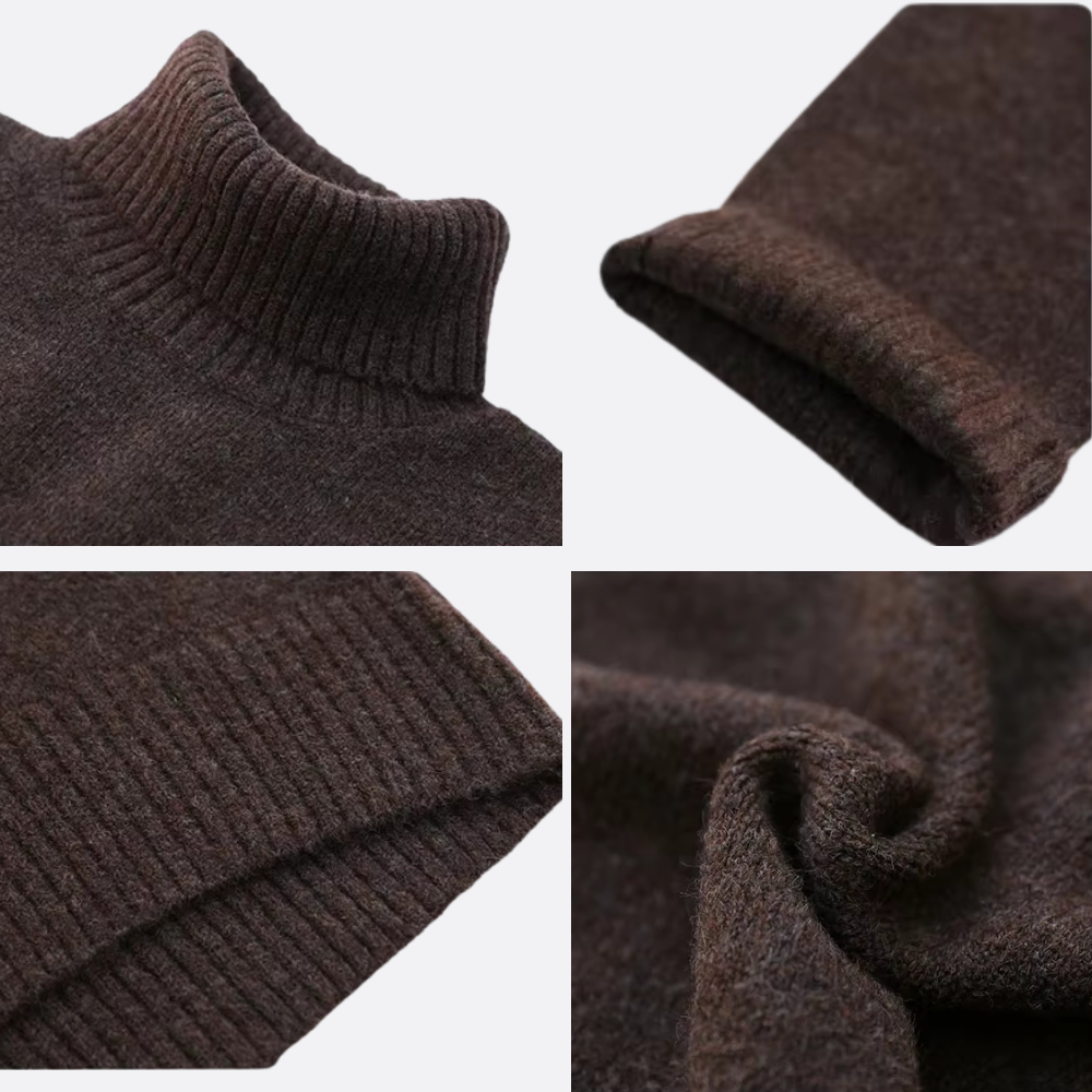 Chic women's oversized turtleneck sweater, warm knit for cozy fall fashion. Long sleeve, relaxed fit winter apparel.
