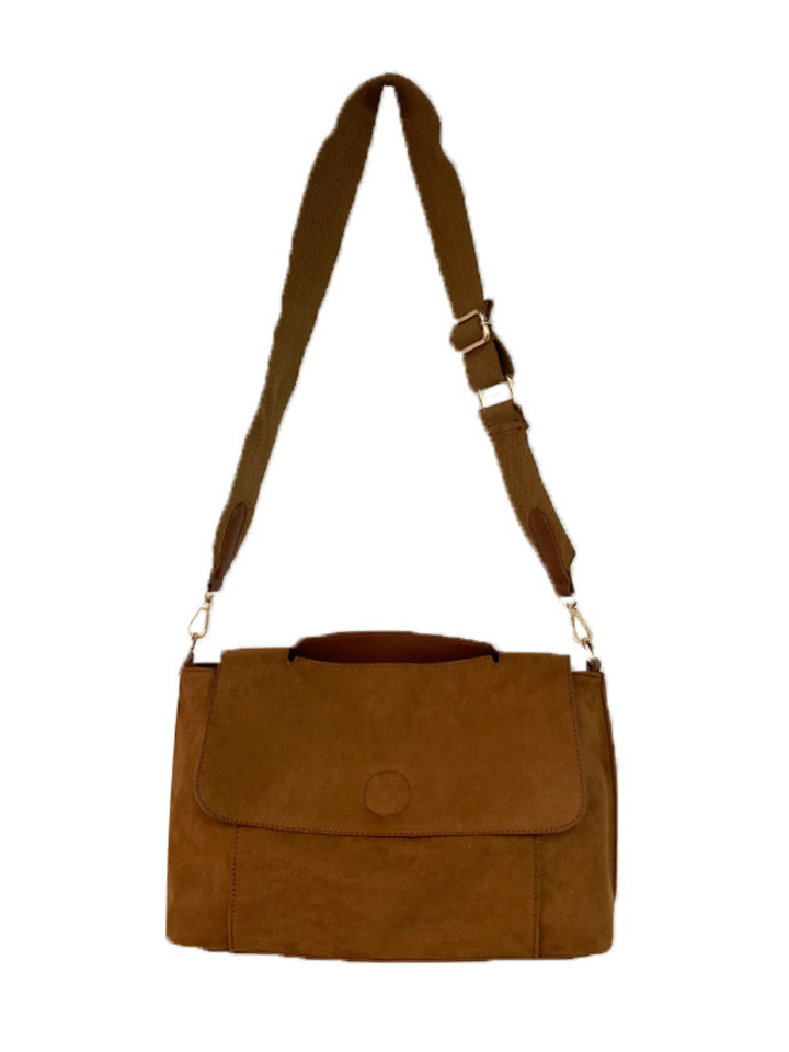 Essential brown women's crossbody bag with an adjustable strap, great for daily errands and style.