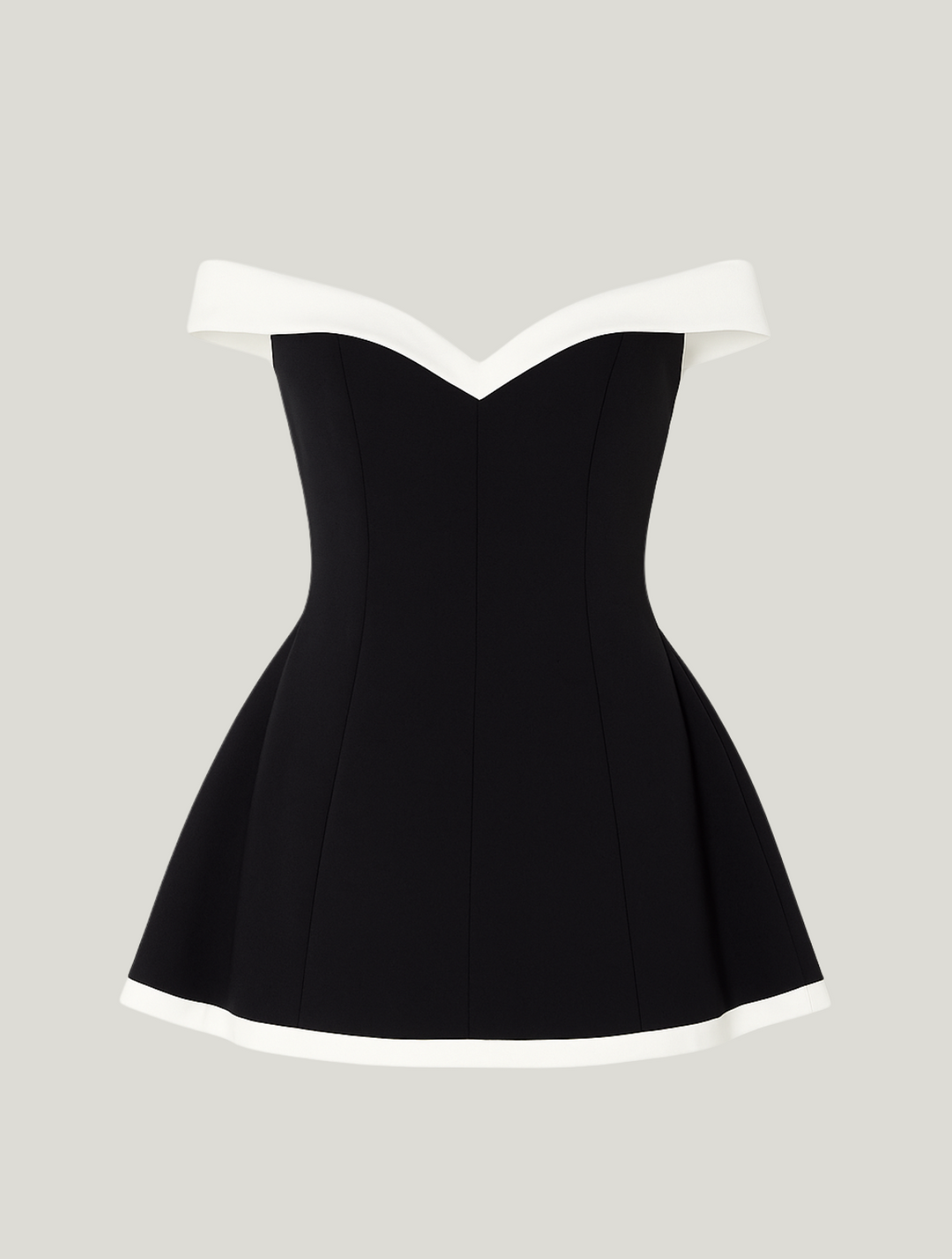 Flattering women's off-shoulder mini dress with a flared skirt, a chic choice for elegant party or special occasions.