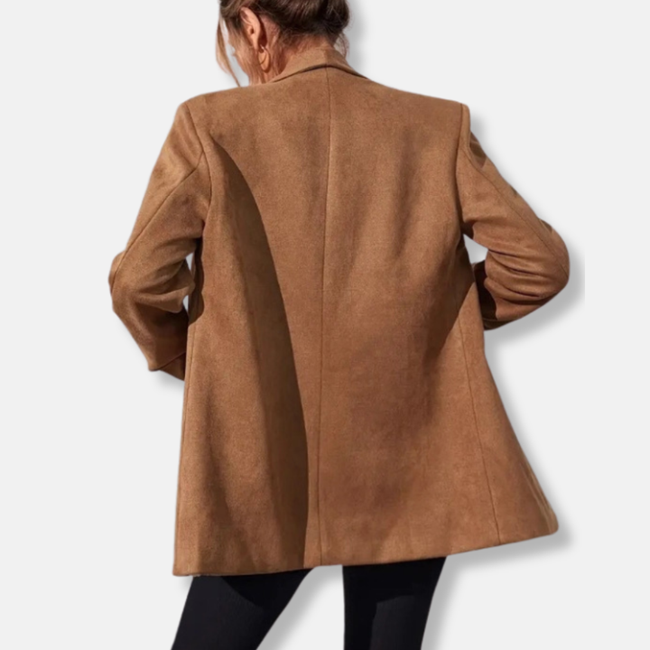 Chic women's oversized blazer, open front, and shawl collar. Perfect elegant outerwear for a sophisticated & versatile style.