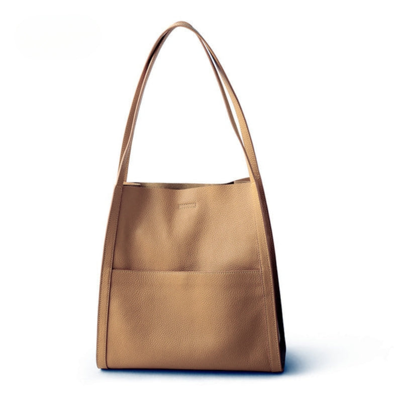 Front view of a versatile black women's large shoulder tote bag, great for work, travel & daily use.