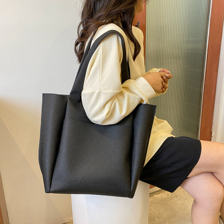 Women's large pebbled shoulder tote bag, ideal for work, business, and daily use. Structured & versatile "Work to Weekend" style.