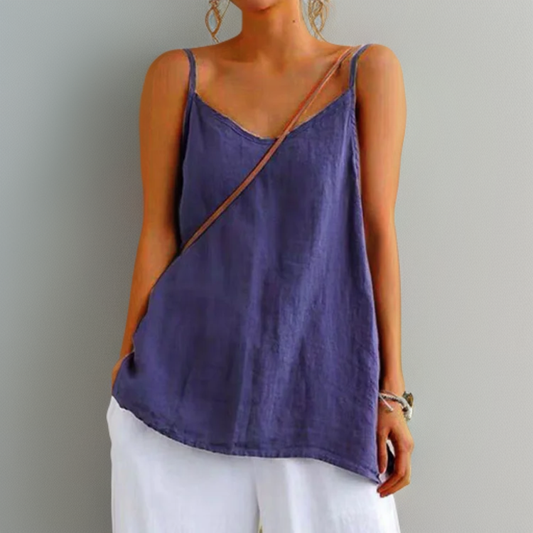 Women's round-neck sleeveless tank top, perfect for everyday casual wear. Soft, comfortable, and essential.