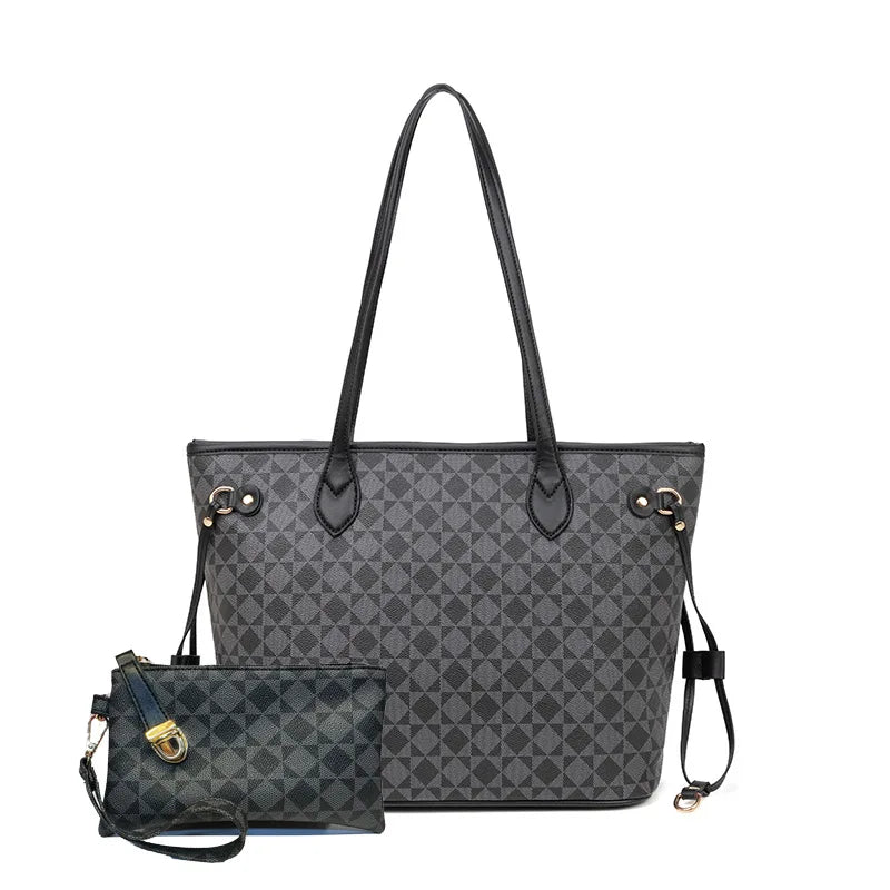 Structured women's tote bag with unique geometric design. Versatile shoulder bag for fashion, work, and daily errands.