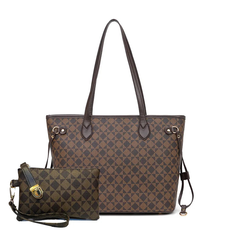 Stylish women's geometric tote bag with modern pattern. Spacious and durable for travel, work, or as a chic everyday purse.