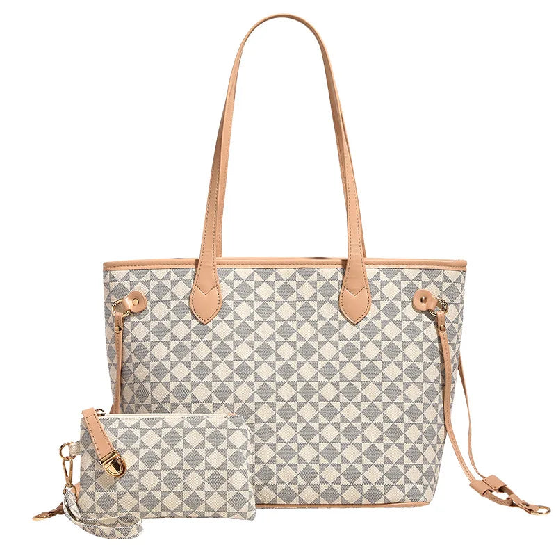 Elegant women's geometric pattern tote bag. Perfect for work, travel, and everyday use, combining style & function.
