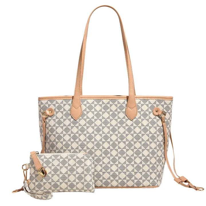 Elegant women's geometric pattern tote bag. Perfect for work, travel, and everyday use, combining style & function.