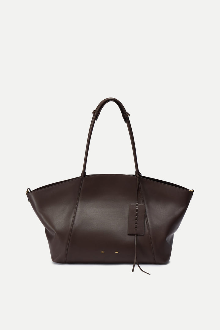 Women's spacious brown everyday travel tote bag, ideal for daily essentials, work, and trips.