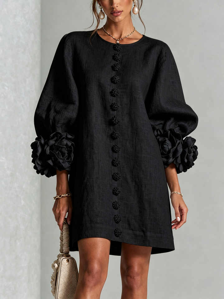 Summer-ready women's puff sleeve mini shift dress, relaxed fit, easy fashion.