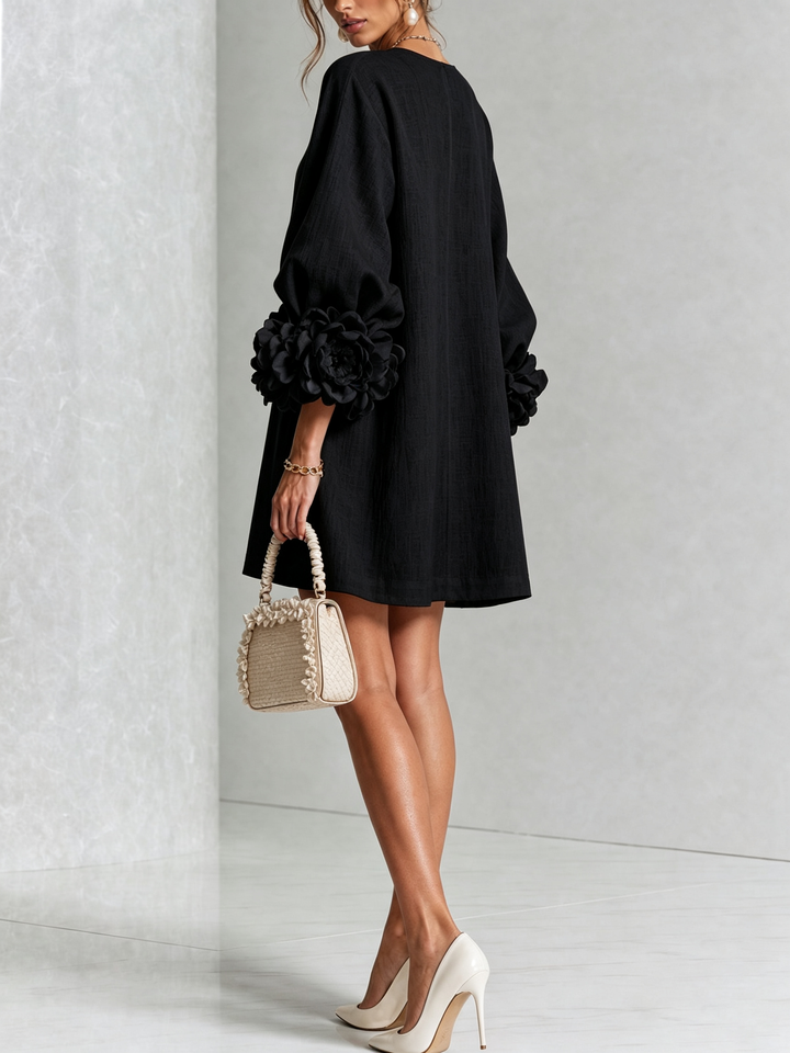 Women's day dress: puff sleeve mini, shift cut, relaxed fit, ready for effortless style.