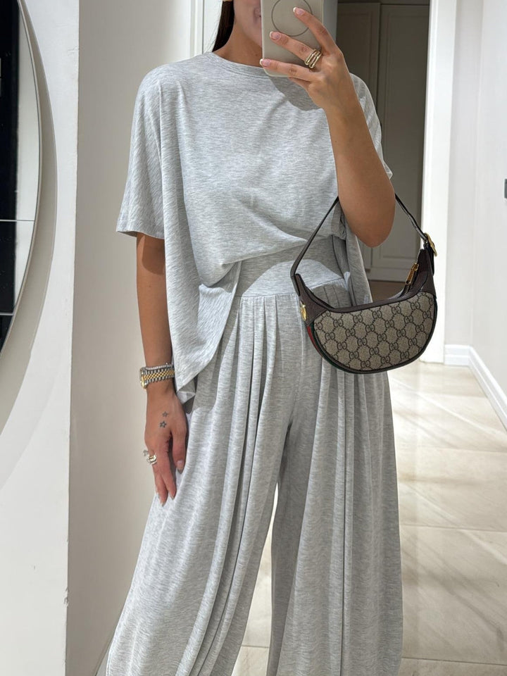Women's Casual Top & Wide-Leg Pants Set
