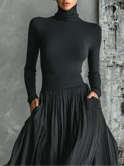 Lucy Turtleneck & Pleated Skirt Set