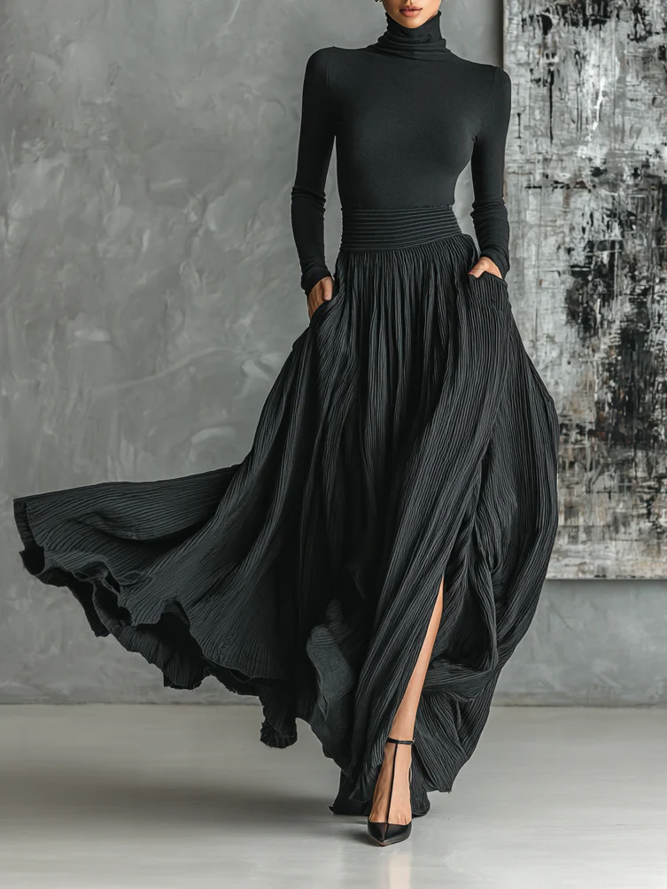 Lucy Turtleneck & Pleated Skirt Set