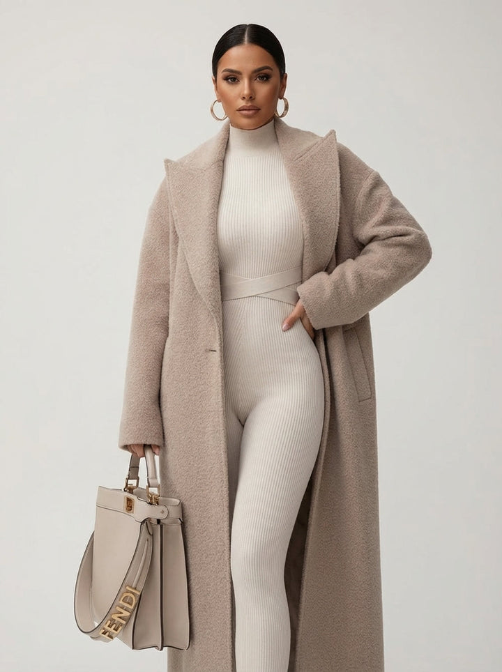 Women's versatile long coat in an oversized fit. Ideal for layering, offers chic style & warmth for fall.