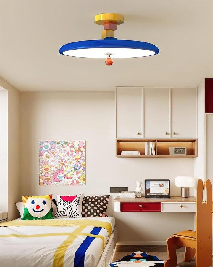 Energy-efficient Zeno geometric LED flush mount. Acrylic modern ceiling light with warm white glow.