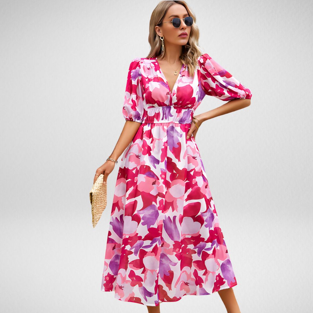 Women's V-Neck Midi Dress