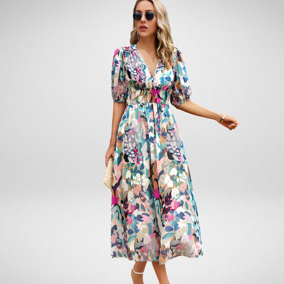 Women's V-Neck Midi Dress