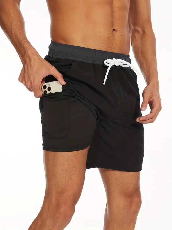 Versatile men's quick-dry swim shorts, suitable for swimwear, beachwear, & casual wear.