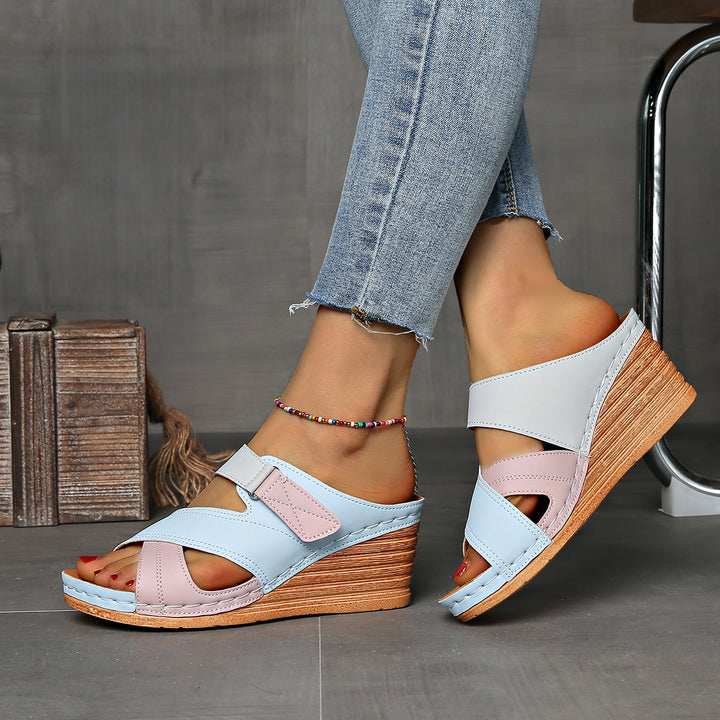 Women's Colorblock Wedge Slides