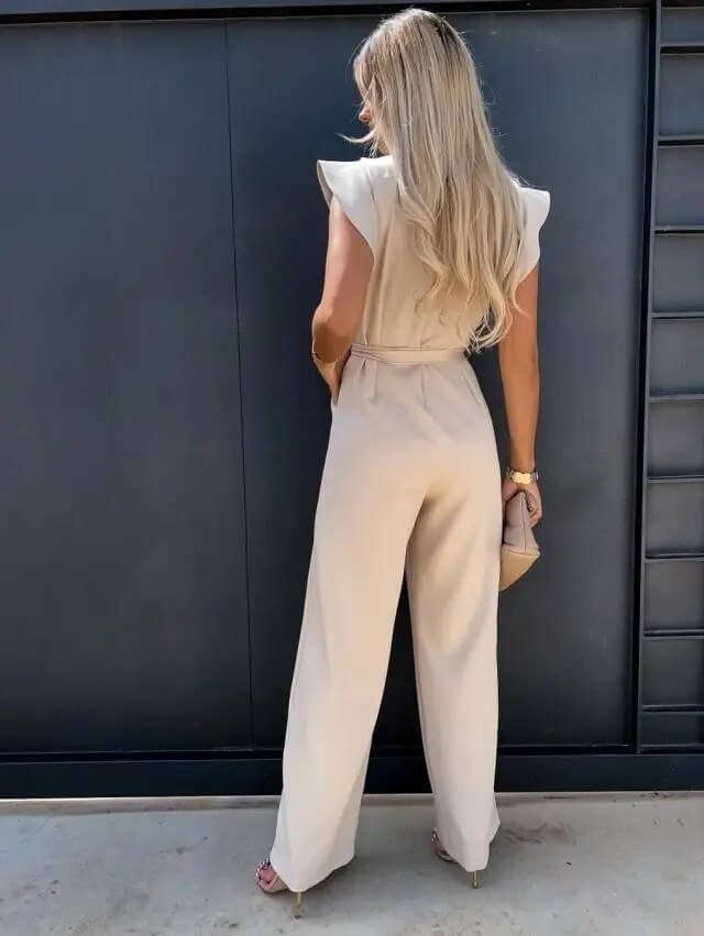 Women's Ruffle Sleeve Wide-Leg Jumpsuit
