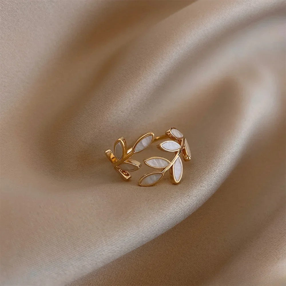 Women's Gold Opal Leaf Ring