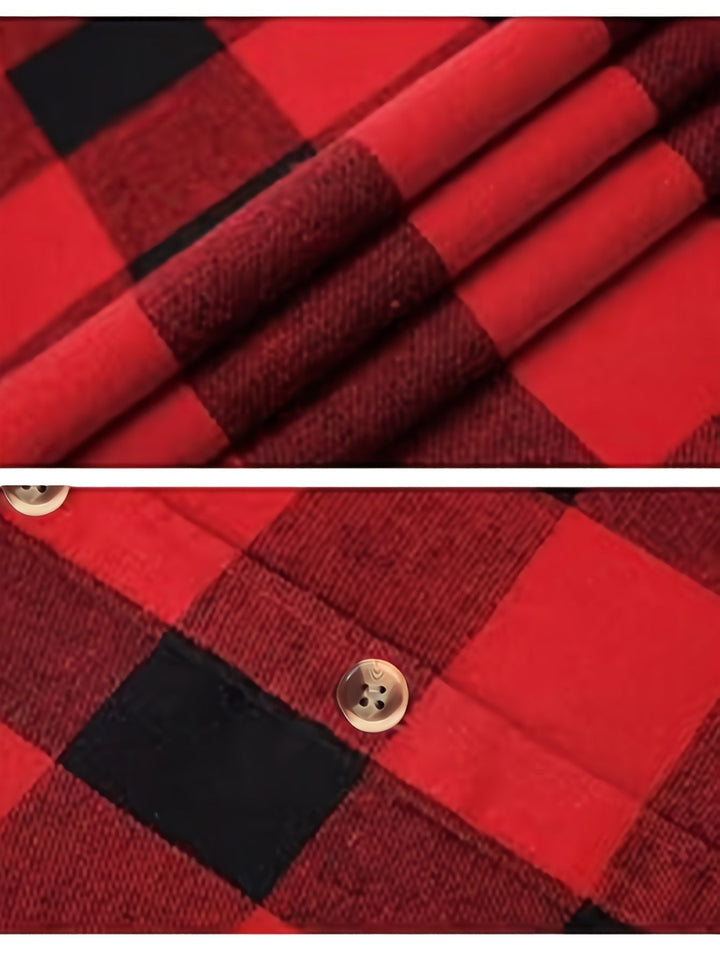 Women's relaxed fit long sleeve lumberjack shirt, classic buffalo check, stylish & comfy.