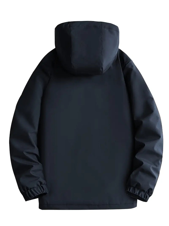 Men's warm winter coat. Padded, hooded, and waterproof parka for snowy days.