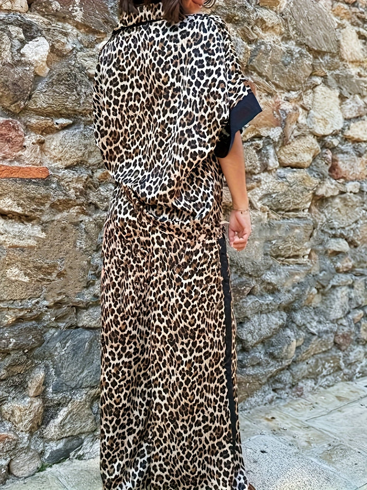 Women's Fluid Leopard Print Wide Ensemble