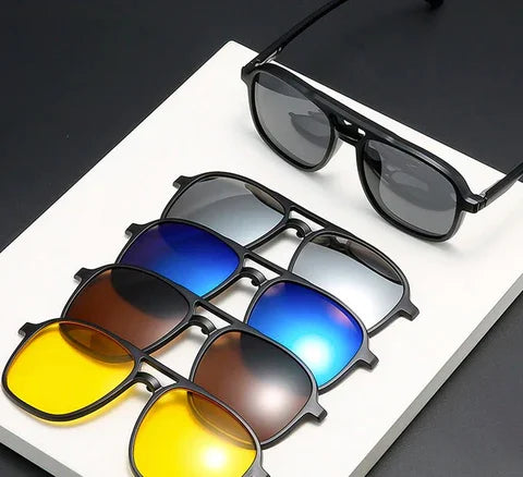 Unisex FlexView sunglasses with interchangeable lenses. Offers UV400 protection and versatile summer fashion.