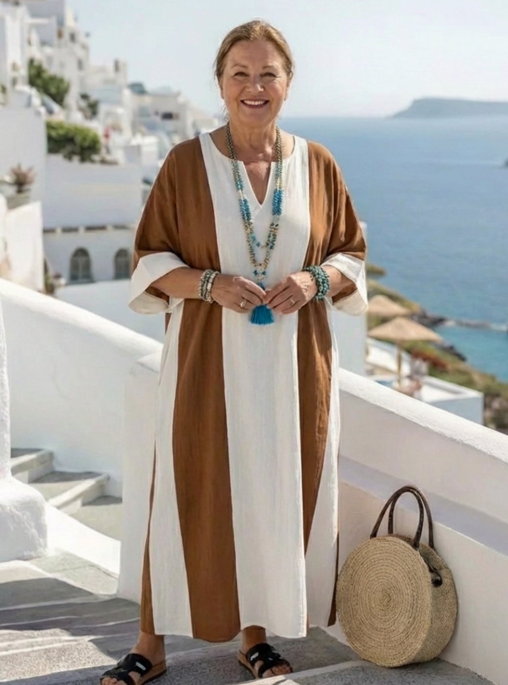 Stylish women's short sleeve color block maxi dress, ideal for beach, vacation outfits, and resort fashion.