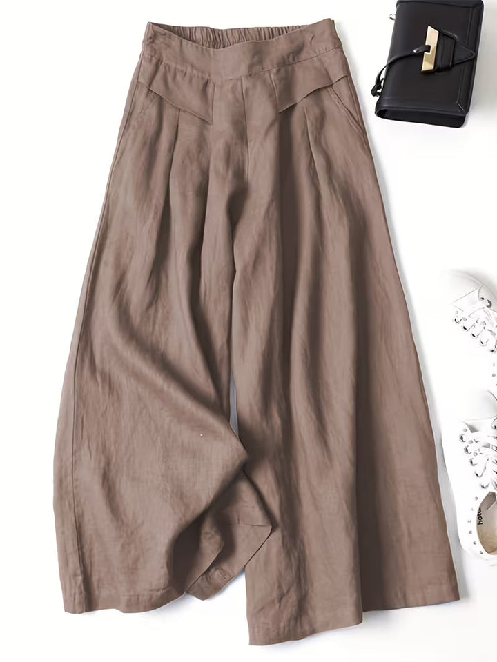 Modern women's flowy wide-leg pants, ideal for summer fashion and relaxed casual style.