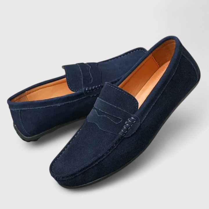 Side view of versatile men's slip-on loafers, showcasing premium comfort and design.