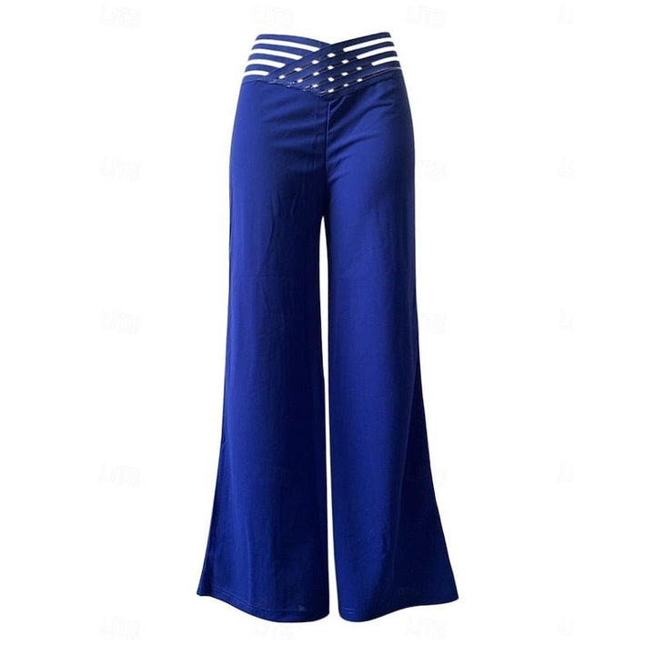 Modern women's high-waist wide-leg trousers, designed for comfortable fit and effortless, elegant style.