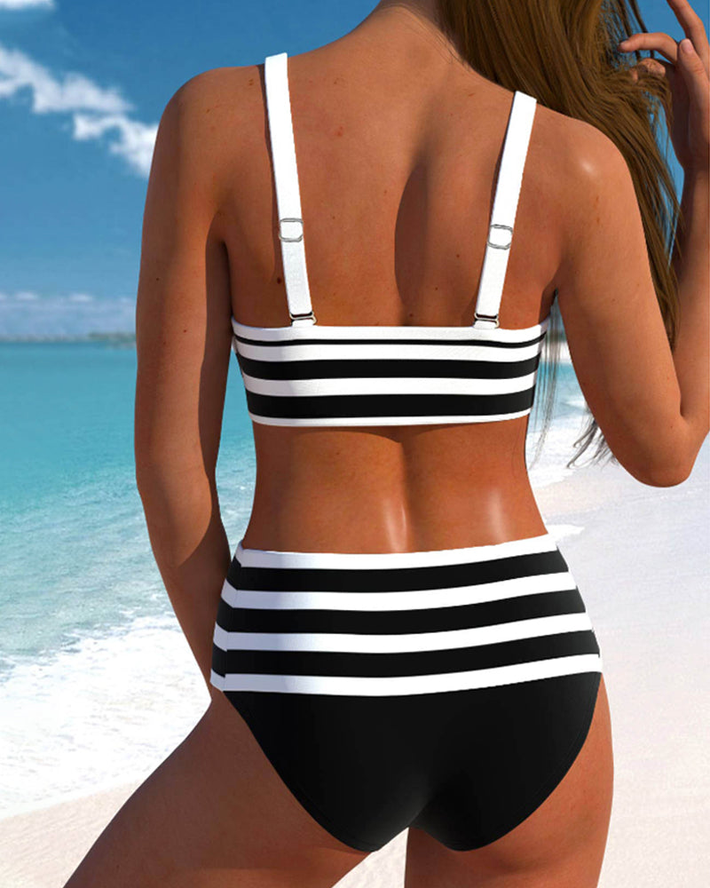 Women's Striped High-Waisted Bikini